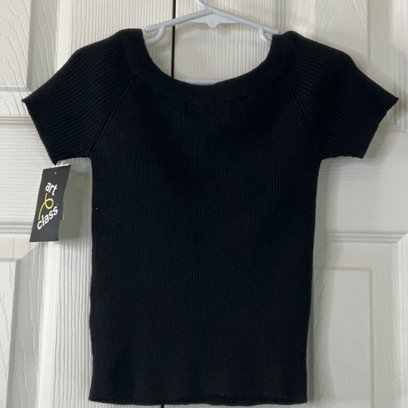 Art Class -  Girls Black Ribbed Tee Off the Shoulder Size M (7/8) - Picture 6 of 9
